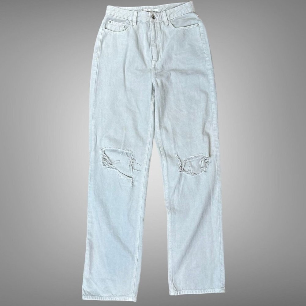 Pacsun 90’S Boyfriend Womens Jeans Size 27 Khaki Ripped Distressed High Rise